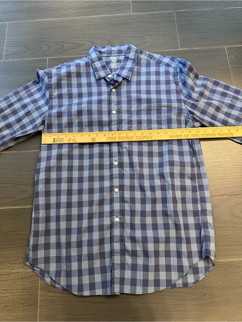 J. Crew Men’s Powder Blue and Navy Gingham Check Button-Down Shirt